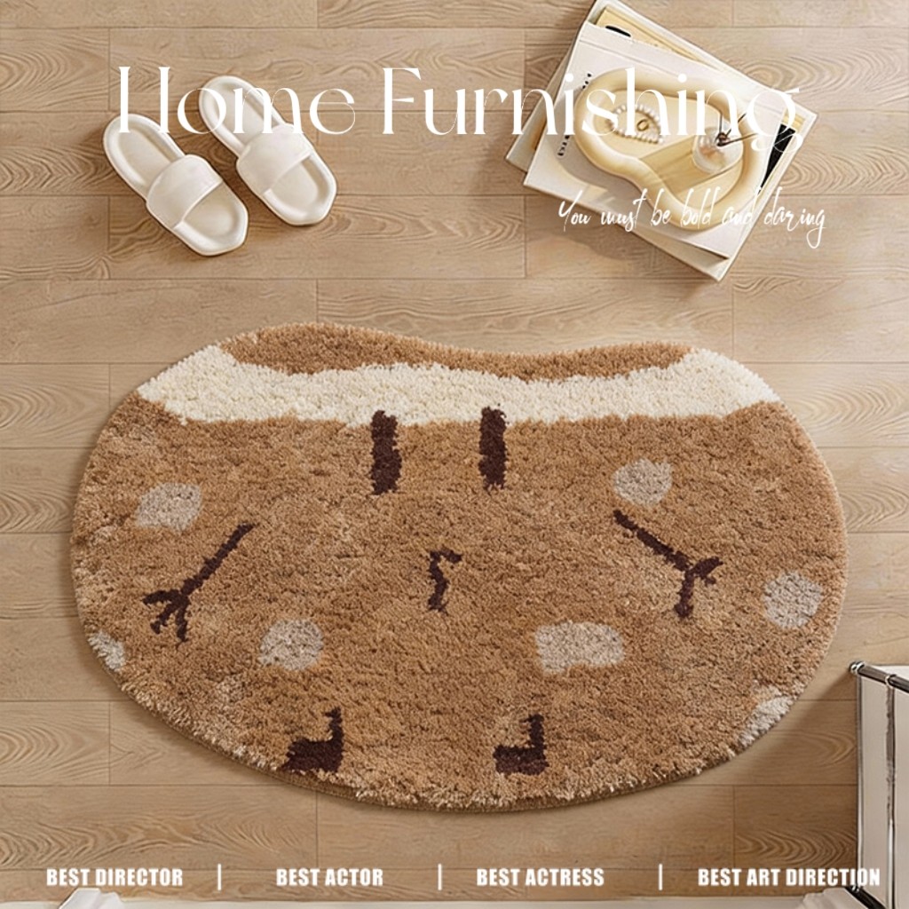 ins风植绒地毯不规则椭圆入户地垫吸水防滑垫卧室床边毯浴室脚垫,居家布艺,床边毯,淘宝优惠券,粉丝福利购,淘宝优惠卷