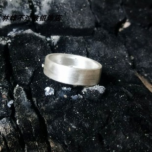 纯手工S999纯银999足银 男女戒平面闭口银戒指 指环平板光面磨砂