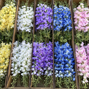 新款千代兰仿真花高支大飞燕草单支大紫罗兰现货婚庆花艺摆放