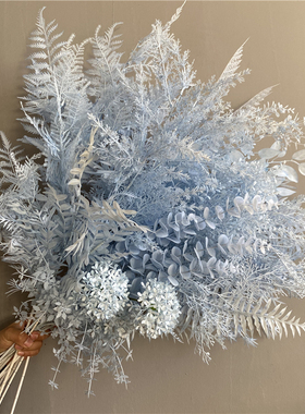 【蓝色②号链接】浅蓝天蓝仿真花婚庆插花婚礼堂装饰吊顶塑料配叶