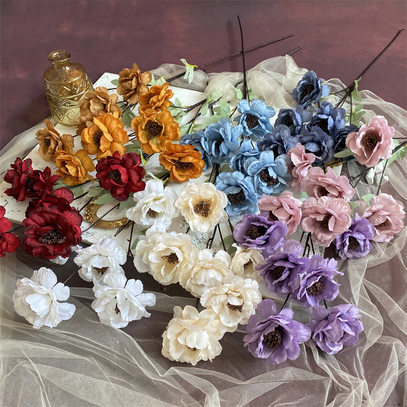 6头栀子花 多头仿真花婚庆插花地排装饰芙蓉芍药小牡丹家居软装