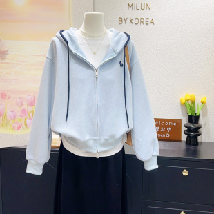 宽松显瘦 糯米绒连帽外套开衫 清新质感软fufu 韩国订单2026春季