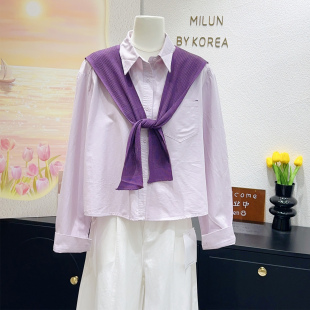 披肩两件套大码 丁香紫vs葡萄紫 衬衫 温柔正肩短款 韩国单2026春季