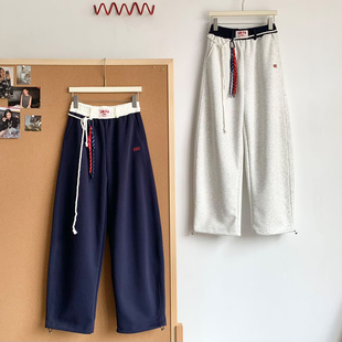 大码 明星同款 松紧腰抽绳直筒镰刀休闲卫裤 2026春季 韩代款 高定版