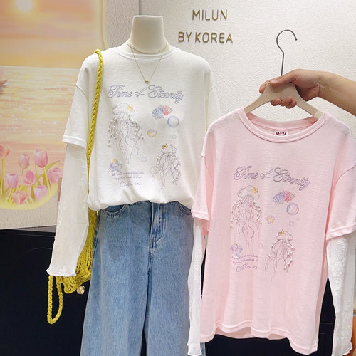 梦幻浪漫蕾丝袖正肩上衣防晒衫