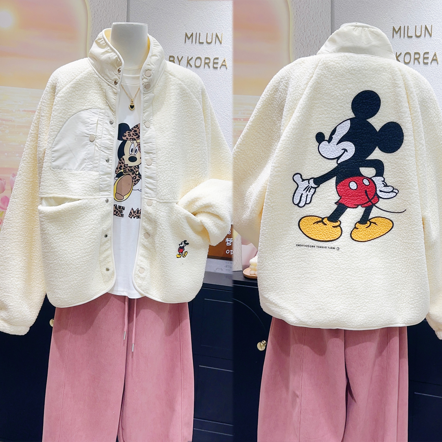 韩国东大门米奇羊羔绒外套减龄