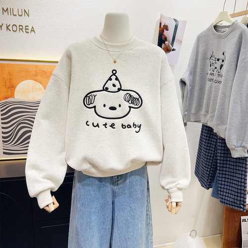 ins韩系软糯可爱加绒卫衣内搭女