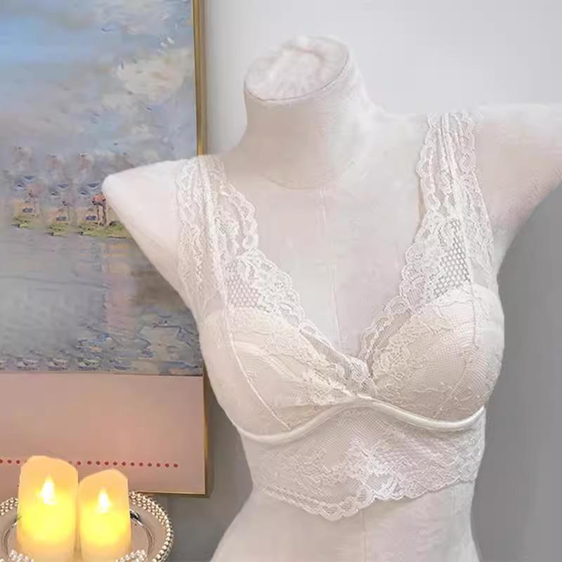 深微吊带巨辣上衣吊带龙心蕾丝吊带美背内衣女法式性感胸衣内搭叠