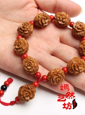文玩手串佛珠朱砂桃核雕刻