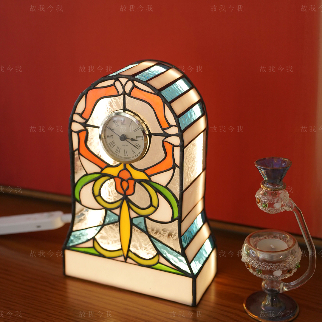 故我今我座钟手工蒂凡尼玻璃精致