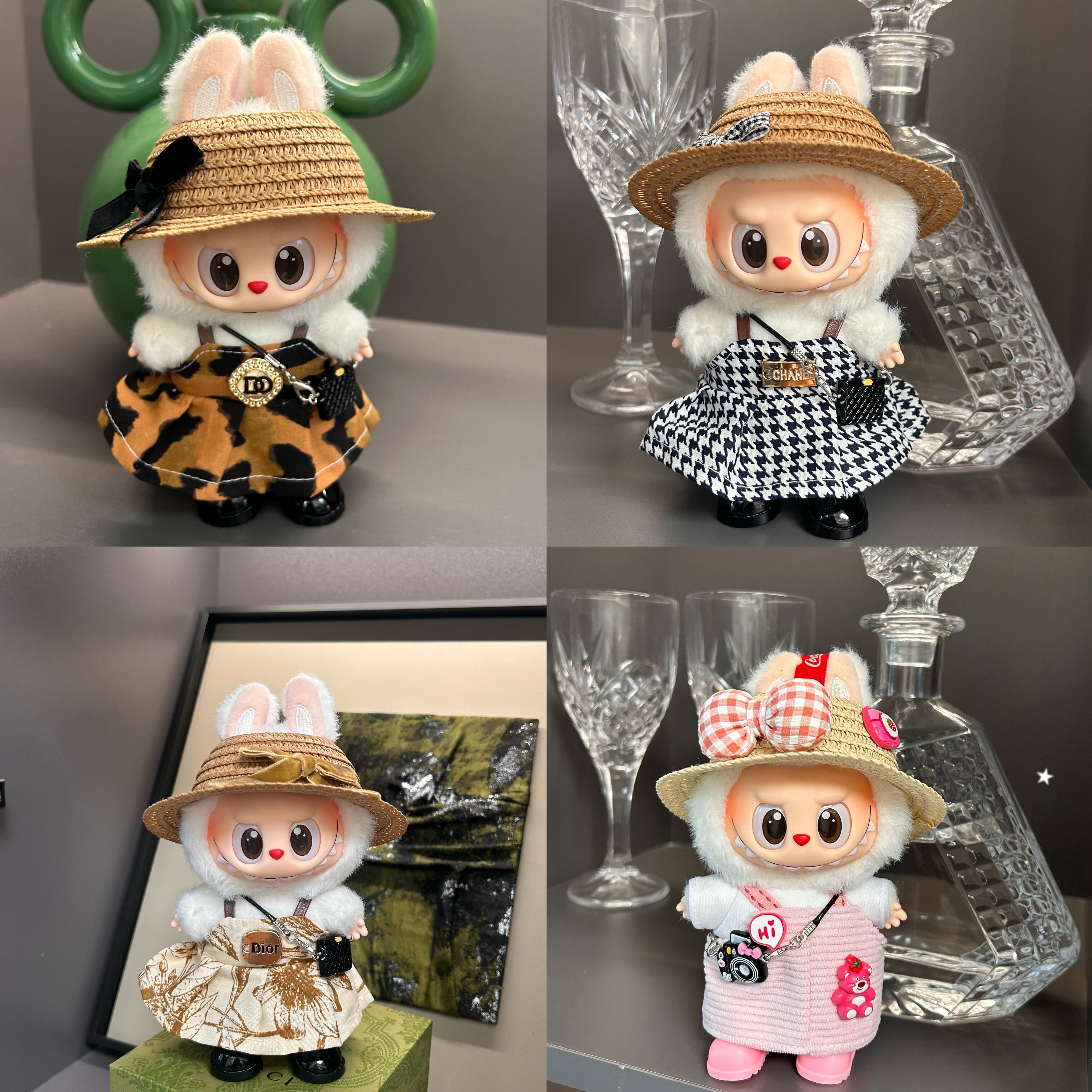 仅衣服]一二代钥匙扣衣服挂件拉布布娃衣春游花裙套装裙子草帽