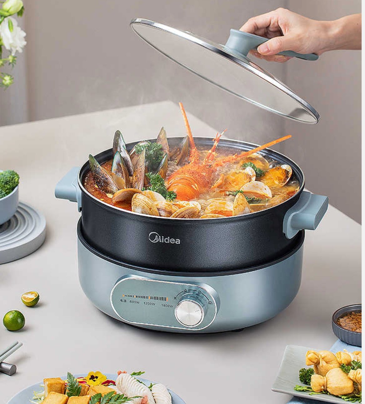 Midea/美的电火锅家用多功能电煮锅电热锅分体式电锅5L速沸不沾锅