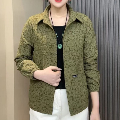 妈妈装春秋大码翻领减龄夹克