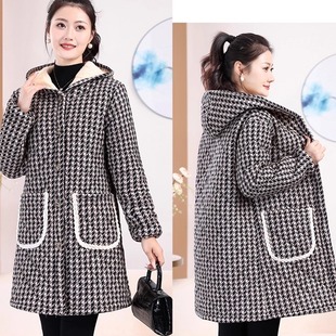 妈妈装加绒加厚女士冬装新款罩衣外套耐脏中长款棉衣女保暖工作服