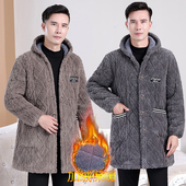 罩衣居家服三层加厚加绒耐脏防污工作中长款 秋冬保暖男士 款 棉服潮