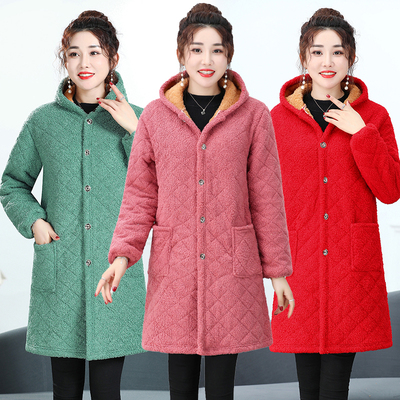 中老年妈妈冬装棉袄珊瑚家居服