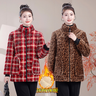 加绒加厚妈妈装棉衣女装宽松冬装新款棉袄罩衣短款保暖工作服外套