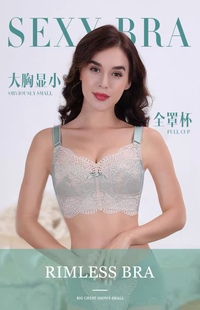 大胸显小收副乳上托防下垂缩胸大码无钢圈调整型超薄全罩杯内衣女