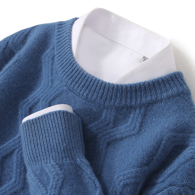 100%纯羊毛衫男士圆领加厚打底