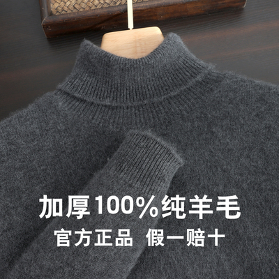 高翻领羊毛衫衫男士加厚保暖