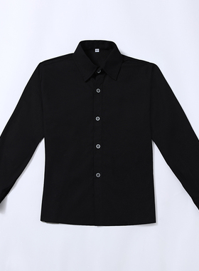 儿童小西装衬衣黑色帅气英伦春秋季长袖白色衬衫男童小主持人礼服