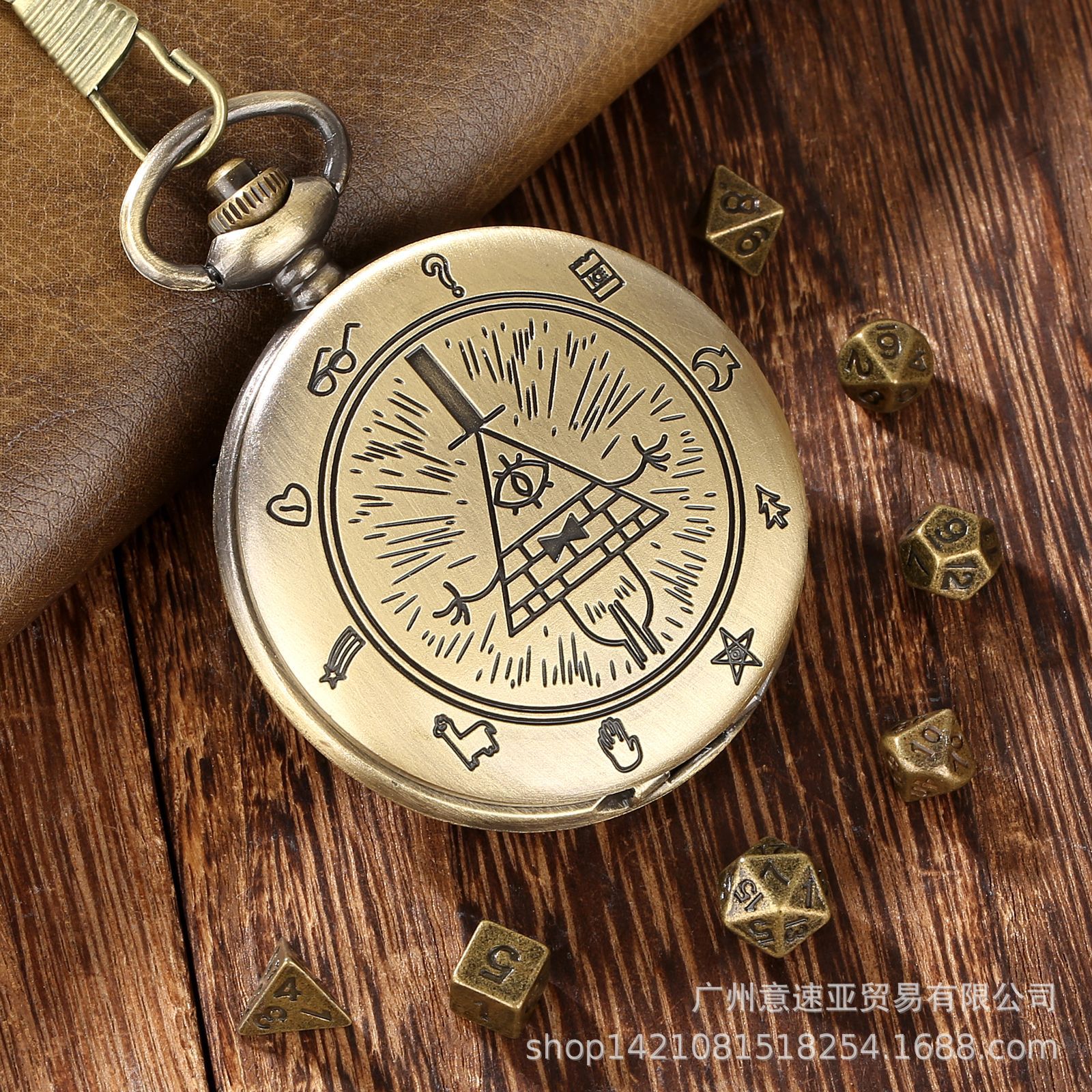 2024新款热卖dnd骰子青古三角独眼恶魔怀表表壳-腰链