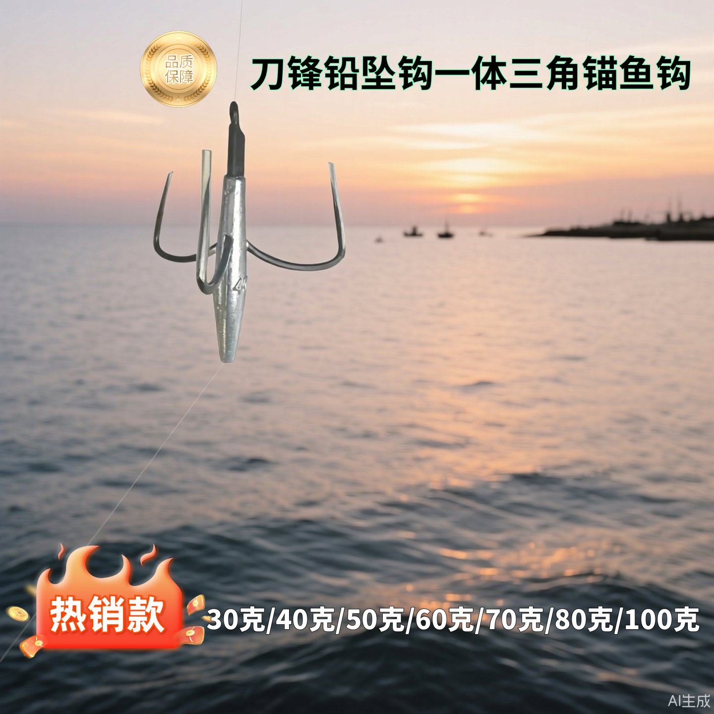 防挂底锚钩三本刀锋钩巨物钩破鳞