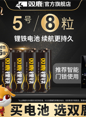 双鹿5号锂铁电池AA FR6 FR14505锂电池1.5V电子锁密码锁智能门锁指纹锁电池五号无汞防漏液强电量多省包邮