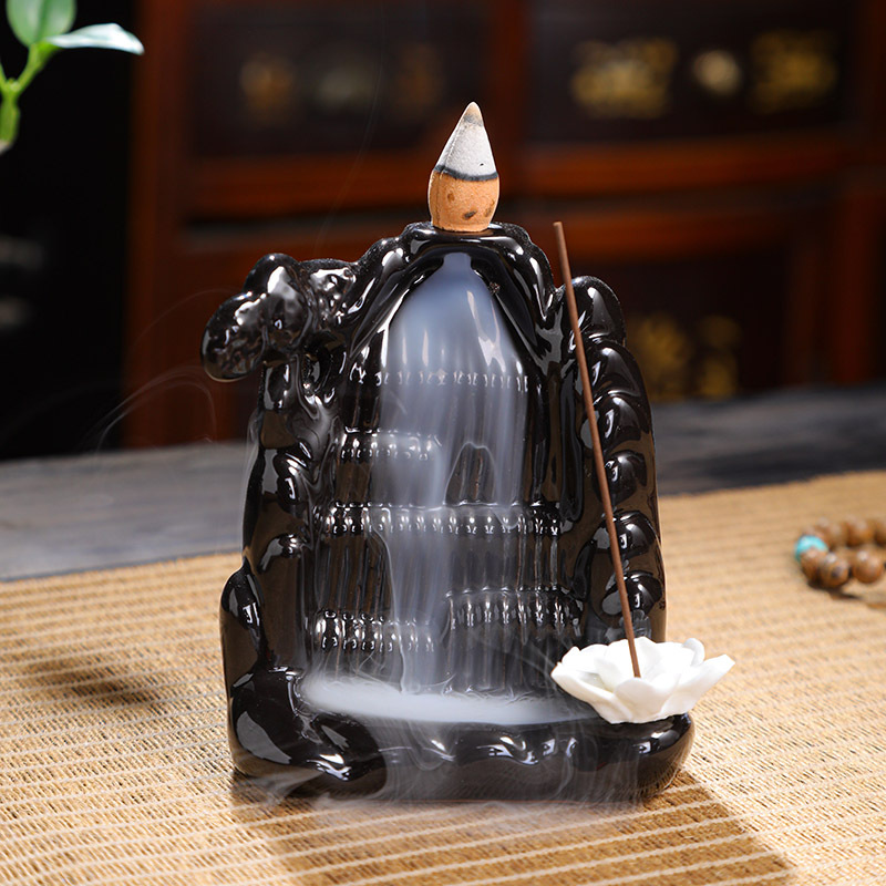 爆款倒流香炉 檀香炉香薰炉创意陶瓷摆件 线香插回香炉塔香厂家