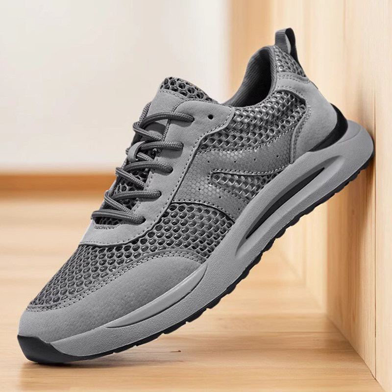 德国骆驼动感夏款真皮透气单网眼孔运动鞋男士休闲网面鞋薄款网布