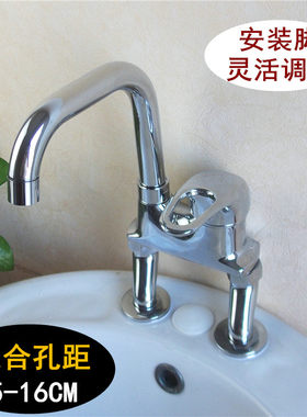 单把双孔厨房水龙头可旋转可调节