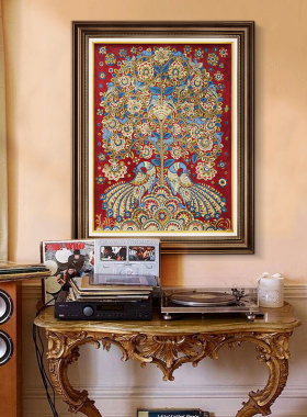 发财树竖款美式复古进入户正对门玄关装饰画餐厅客厅走廊过道挂画