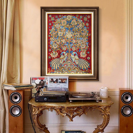 发财树竖款美式复古进入户正对门玄关装饰画餐厅客厅走廊过道挂画