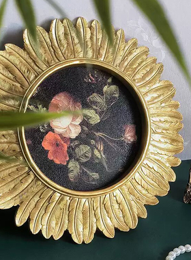 玄关装饰画法式中古欧式复古餐厅挂画客厅背景墙花卉壁画相框摆件