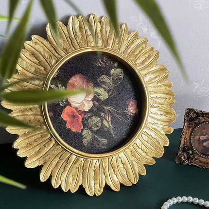 玄关装饰画法式中古欧式复古餐厅挂画客厅背景墙花卉壁画相框摆件