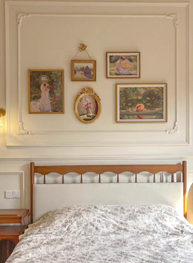 法式中古客厅沙发背景墙装饰画美式复古餐厅卧室挂画莫奈组合壁画