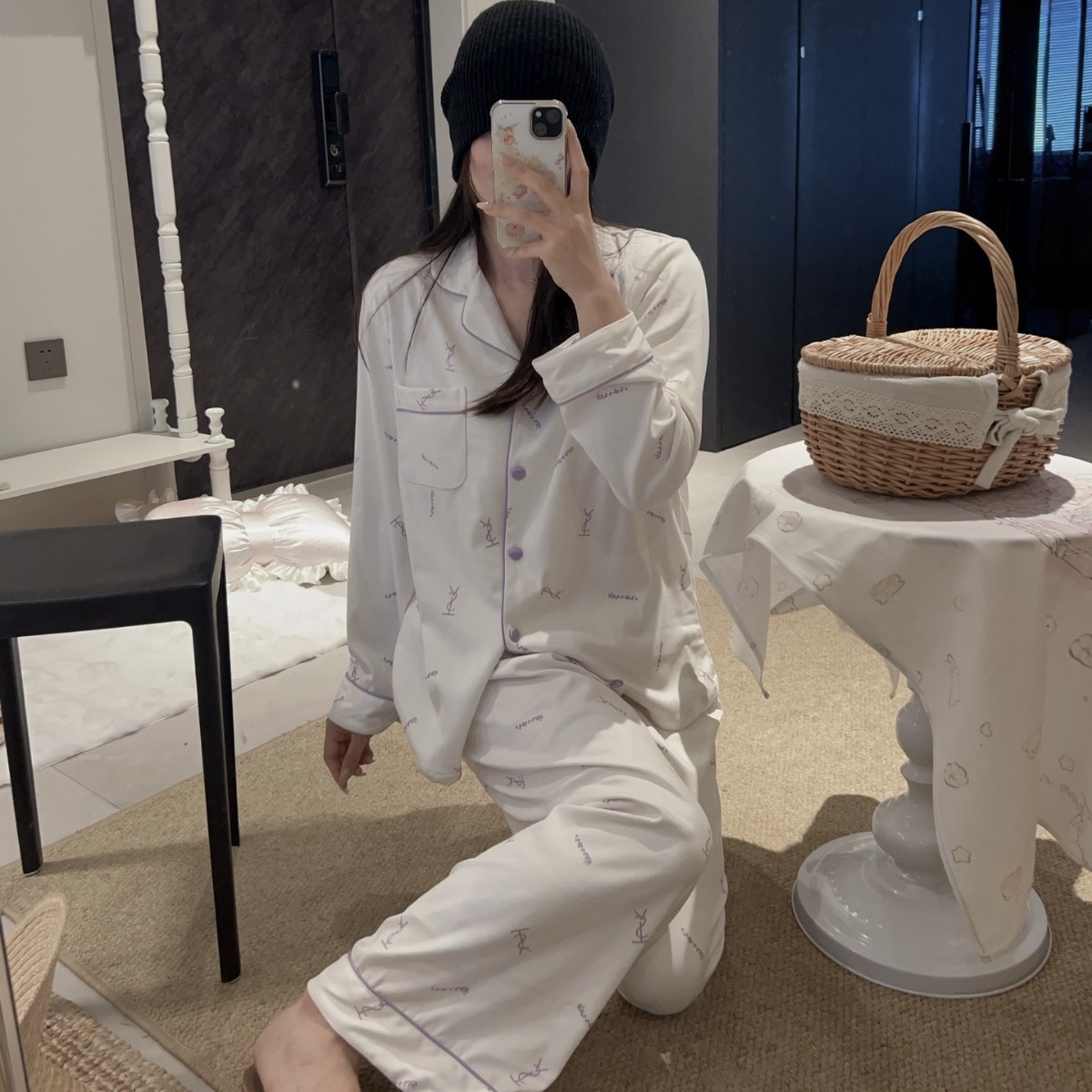 大牌睡衣套装女士秋冬季德绒绒宽松加厚款INS风阳离子家居服套装