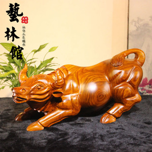 木雕牛气冲天摆件实木雕刻十二生肖牛红木工艺礼品招财风水摆件