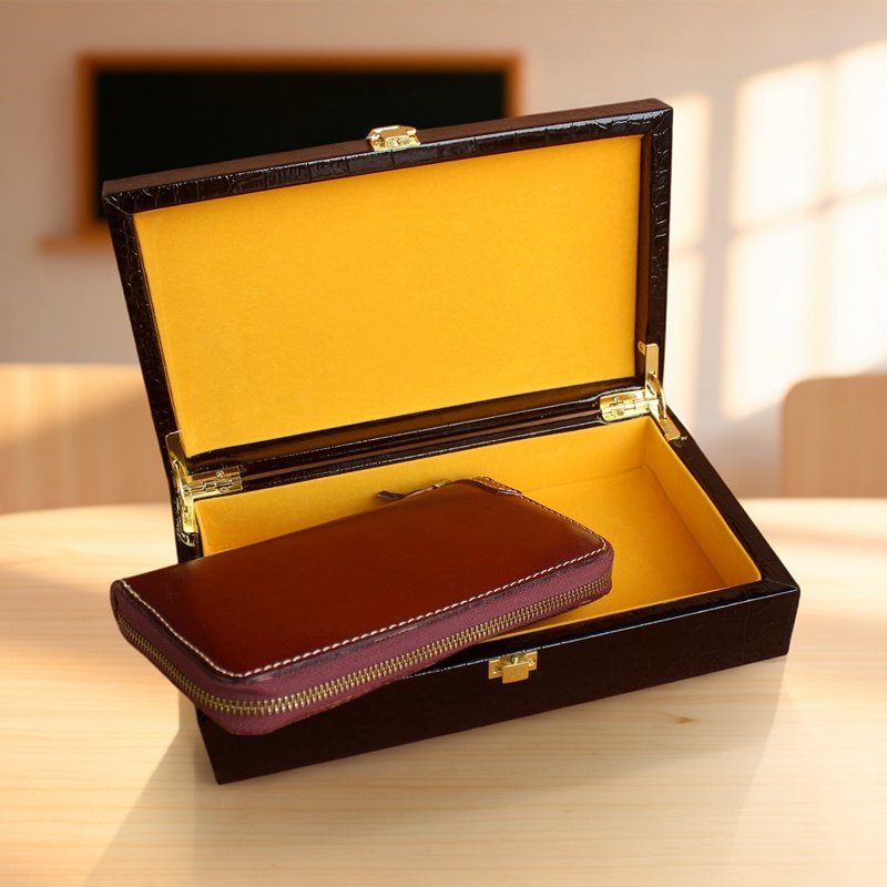 长款钱包皮具通用礼品盒高端鳄鱼纹皮带包装盒硬厚中纤板翻盖皮盒