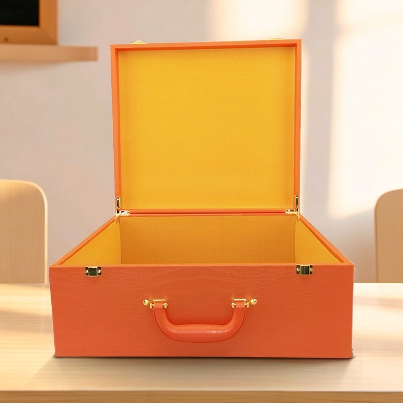 高档手提袋礼品盒现货鳄鱼纹PU翻盖木盒皮具饰品包装黑色皮质盒子