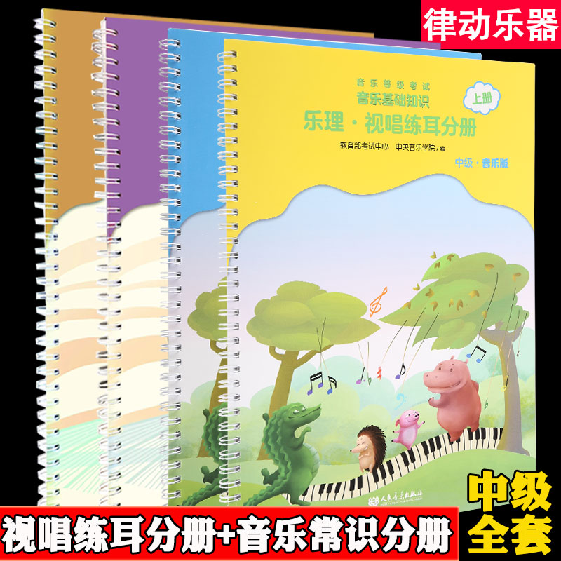 音乐基础知识 2018年新版音乐等级考试 音乐基础知识中级全套 乐理视唱练耳分册+音乐常识分册 4册套装 中央音乐学院音基考级教材
