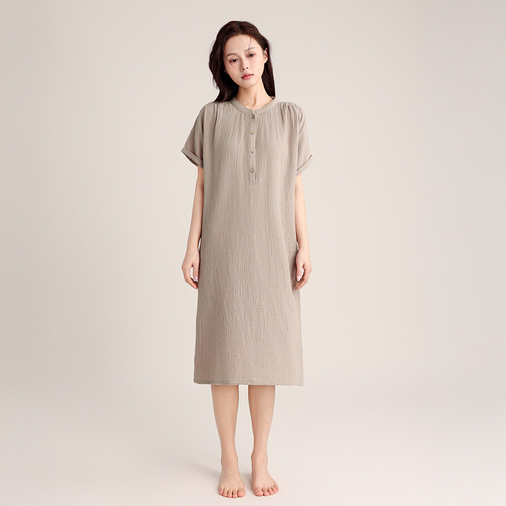 睡裙女夏纯棉宽松家居服简约外穿