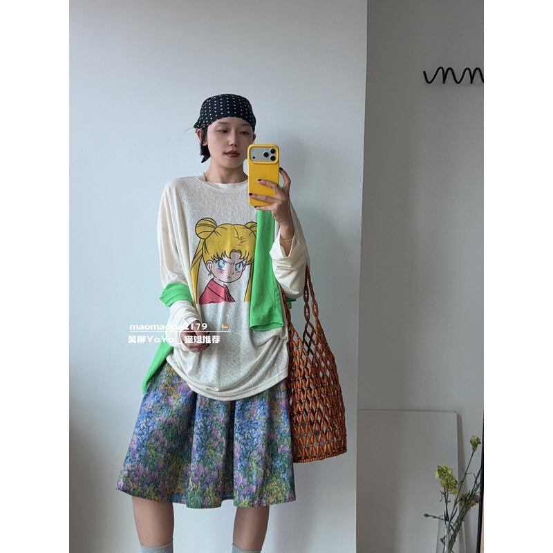 猫姐推荐｜童趣少女减龄美少女战士卡通印花薄款透气天丝防晒衫T