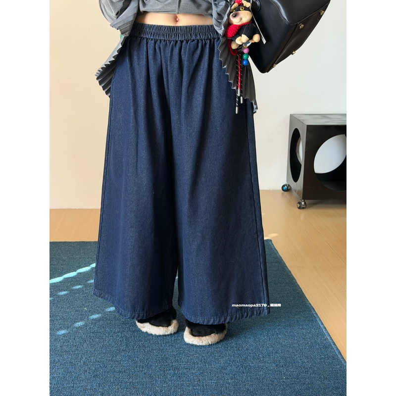 猫姐推荐｜宽松复古慵懒风松紧腰显瘦阔腿直筒保暖加绒九分牛仔裤