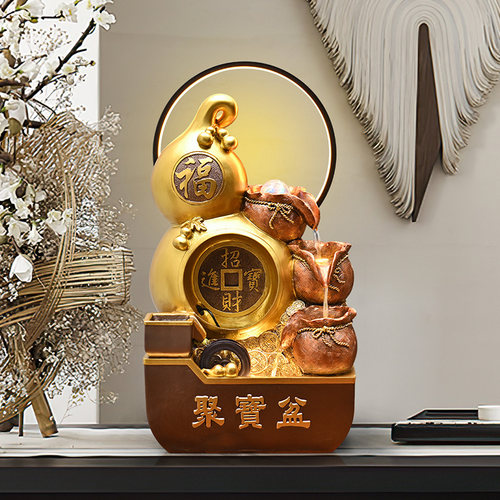 招财福禄流水摆件循环水聚宝盆