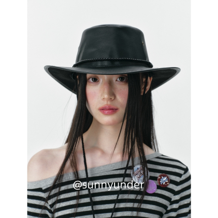 2025秋冬新款皮质渔夫帽子女韩版日系百搭爵士牛仔帽穿搭礼帽ins