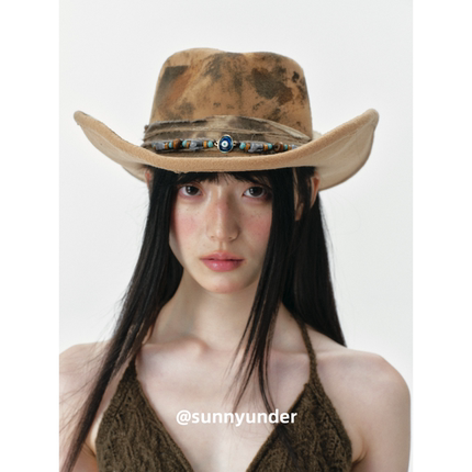 美式复古翘沿牛仔爵士帽子女春夏秋冬季民族风出游度假礼帽潮ins