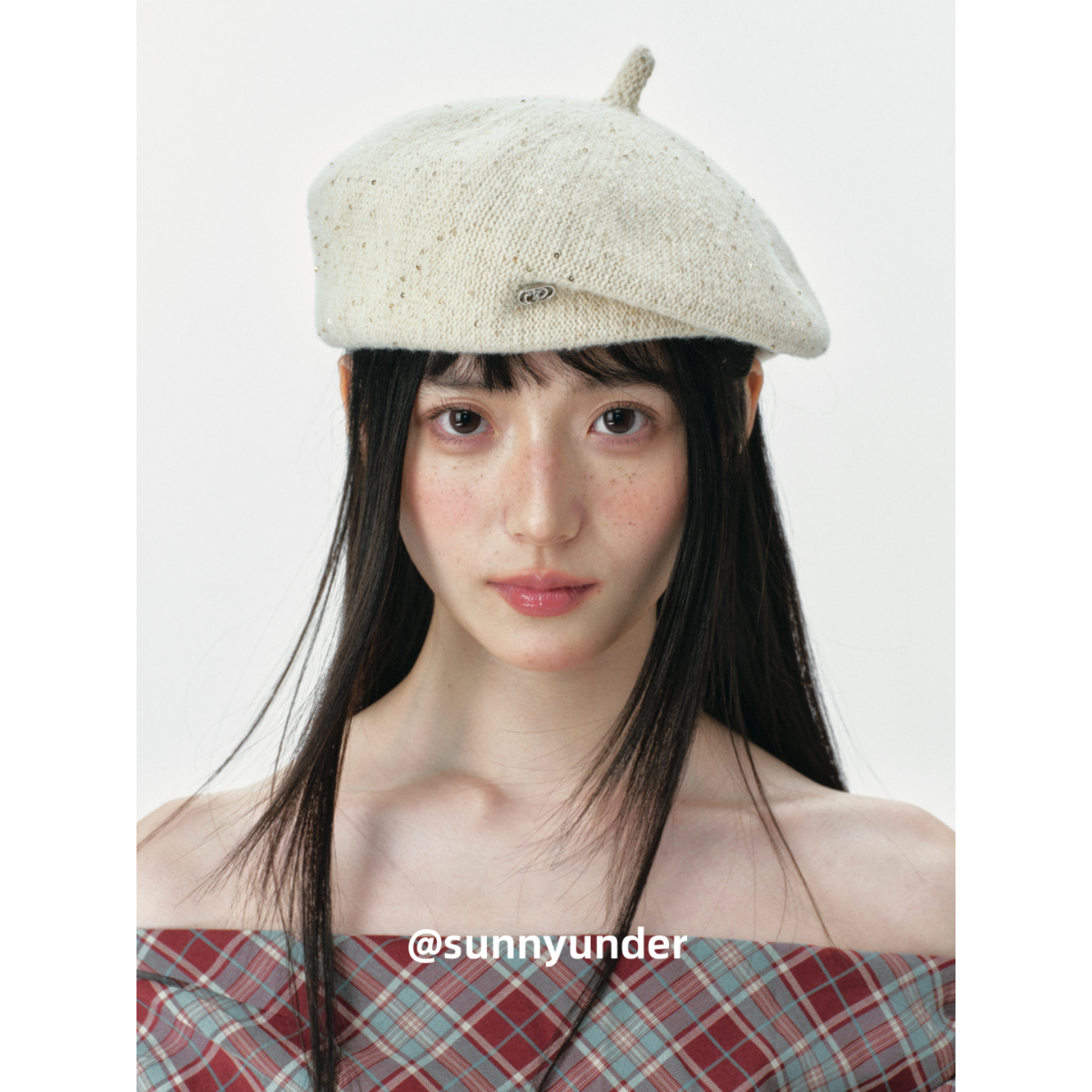 时尚亮片针织贝雷帽子女春秋文艺韩版日系百搭显脸小画家帽潮ins