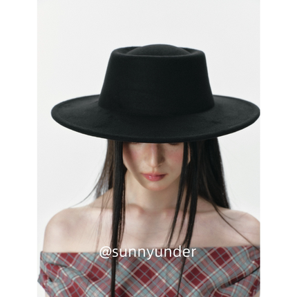 经典百搭款仿毛呢圆环顶帽子女春秋冬季穿搭法式复古凹造型礼帽潮