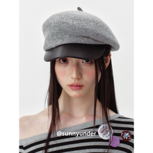 时髦羊毛呢皮檐鸭舌帽子女春秋冬季韩版日系英伦复古显脸小报童帽